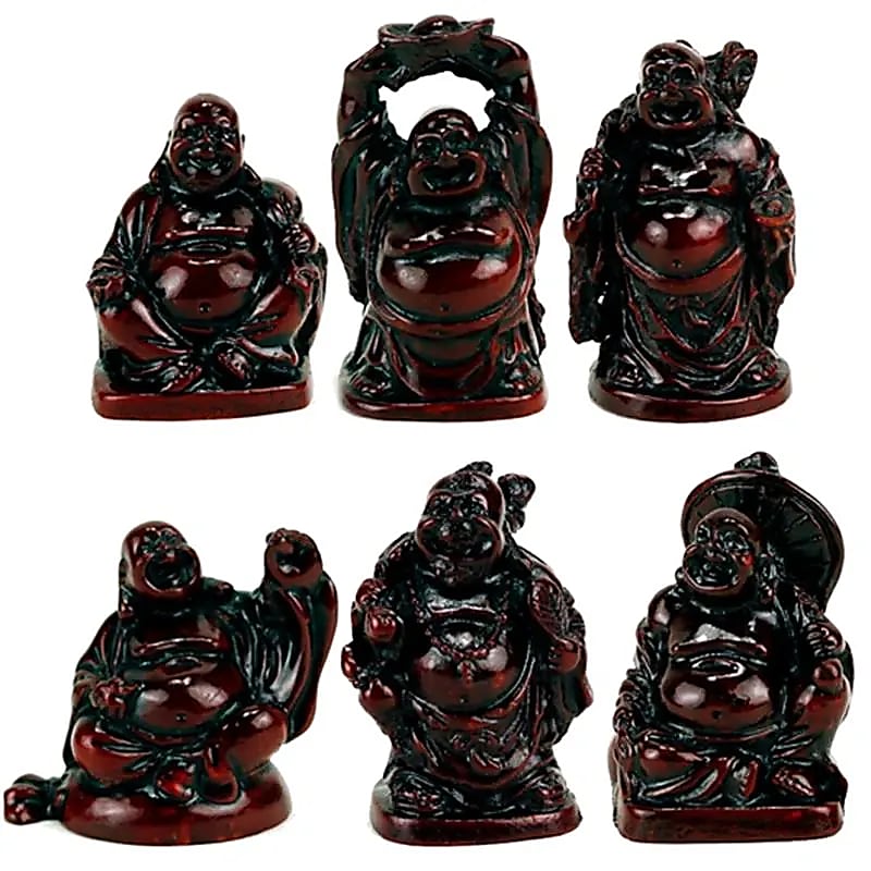 Set 6 statuette Buddha Polystone rosso